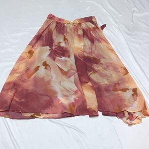 NWT Her Destiny Flowy Watercolor Pull On Midi Calf Length A-Line Skirt